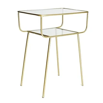 EKR Nightstand Elegant Tempered Glass Two-Tier Side Table