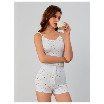 SOLY HUX Women's Floral Lace Pajama Set Lounge Sleepwear