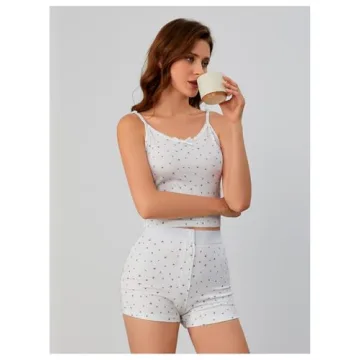 SOLY HUX Women's Floral Lace Pajama Set Lounge Sleepwear