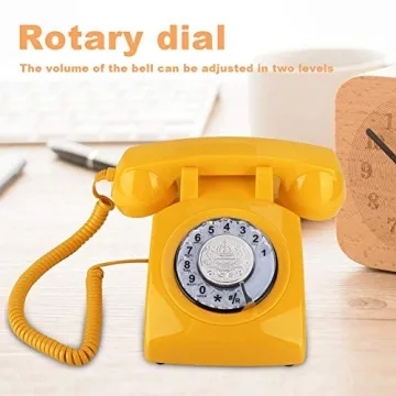 Retro Desktop Telephone with Rotary Dial for Home Decor