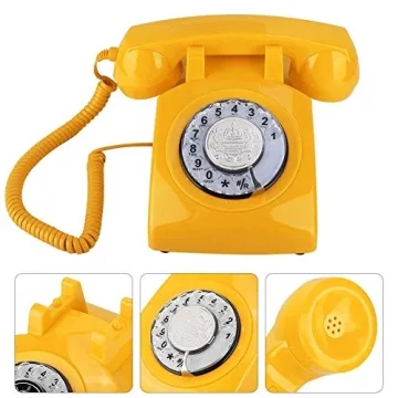 Retro Desktop Telephone with Rotary Dial for Home Decor