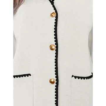 LILLUSORY Womens Cardigan Sweater Fall Outfits Clothes Fashion Trendy 2024 Jacket Blazer Lady Outerwear Button Down Lightweight Coat White M