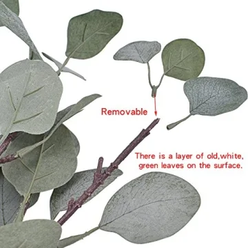 Artificial Eucalyptus Stems Leaves 6 Pcs Straight Silver Dollar Eucalyptus Leaf Silk Greenery Bushes Plastic Plants Floral Faux Greenery Stems for Party Wedding Home Decor(Grey Green)