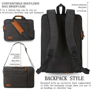 ESTARER Water-Resistant Laptop Messenger Bag for Men