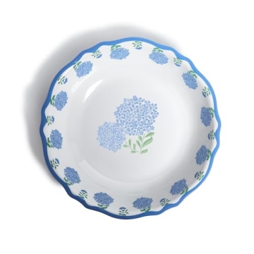 Two's Company Elegant Hydrangea Melamine Bowl - Durable & Lightweight