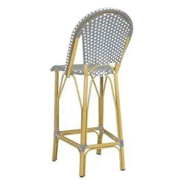 SAFAVIEH PAT4008A Collection Ford Navy and White Indoor/Outdoor Stacking French Bistro Bar Stool
