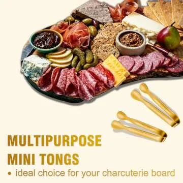 EDDEAS 12 PCS Small Serving Tongs, 4.3" Mini Gold Tongs, Gold Kitchen Tongs for Serving Food, Coffee Bar, Tea Party, Desserts Party and Ice Bucket