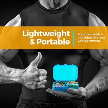 Pill Organizer Case - (Pack of 2) Portable 6 Compartment Daily Travel Medicine Reminder Box for Your Pills, Medications, Supplements, Vitamins and Fish Oils, Blue