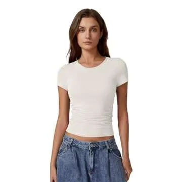 Stylish QINSEN Slim Fit Short Sleeve T-Shirt for Women