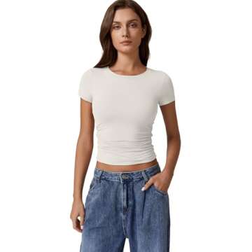 Stylish QINSEN Slim Fit Short Sleeve T-Shirt for Women