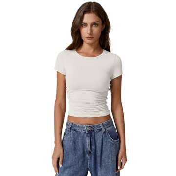 Stylish QINSEN Slim Fit Short Sleeve T-Shirt for Women