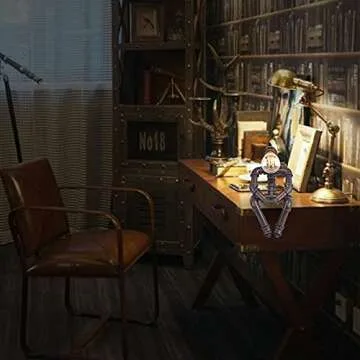 EFINEHOME Water Pipe Table Lamp Robot Style- Retro Industrial Table Light- Antique Steampunk Metal Desk Lamp Bedside Lighting Fixture for Office, Reading Kids Room, Cafe Bar (Rust-Style B)