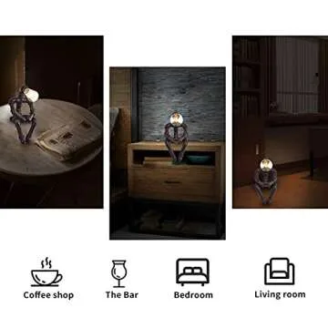 EFINEHOME Water Pipe Table Lamp Robot Style- Retro Industrial Table Light- Antique Steampunk Metal Desk Lamp Bedside Lighting Fixture for Office, Reading Kids Room, Cafe Bar (Rust-Style B)