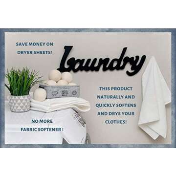 Wool Dryer Balls XL 6 Pack, Comes with Felt Container and Cotton Bag, Anti Static Organic Fabric Softener Substitute for Dryer Sheets, Speeds Up Dry Time to Cut Energy Costs, 100% New Zealand Wool