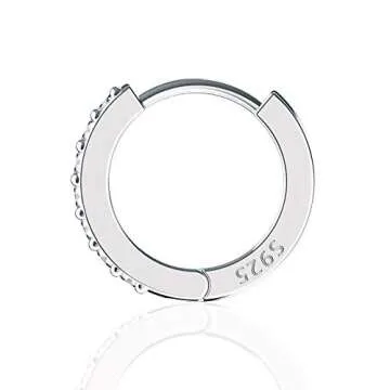 SWEETV 925 Sterling Silver Small Hoop Earrings for Women-Tiny Small Huggie Hoop Earrings Cubic Zirconia,-Suitable for age 15+,Silver