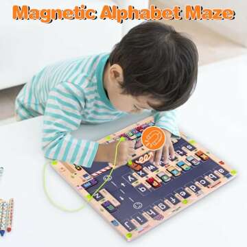 Magnetic Toys Alphabet Maze, Montessori Toys for Kids Boys Girls 2 3 4 Year Old, Letter Puzzle Woode...