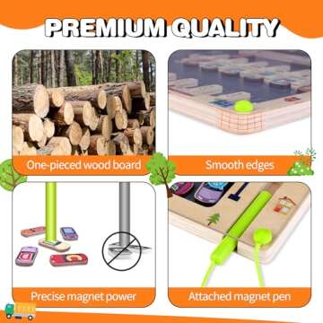 Magnetic Toys Alphabet Maze, Montessori Toys for Kids Boys Girls 2 3 4 Year Old, Letter Puzzle Wooden Busy Board, Preschool Learning Activities Educational Toys, Sensory Toys for Kids 5-7