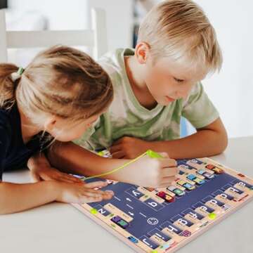 Magnetic Toys Alphabet Maze, Montessori Toys for Kids Boys Girls 2 3 4 Year Old, Letter Puzzle Wooden Busy Board, Preschool Learning Activities Educational Toys, Sensory Toys for Kids 5-7