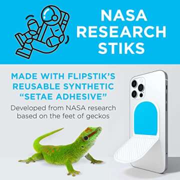 Foldable Adhesive Phone Case Mount - Sticks to Any Flat Surface Like Mirrors and Walls | Hands Free Selfies, Videos, Car Mount, Phone Stand, Travel Accessory, and More by Flipstick | Dark Titanium