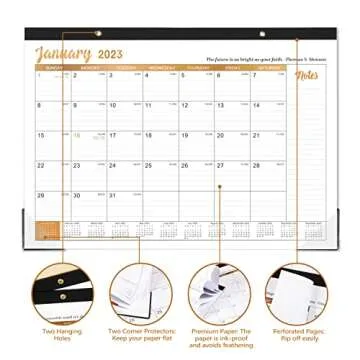 Desk Calendar 2023-12 Monthly Desk/Wall Calendar 2-in-1, Jan.2023 - Dec.2023, 16.8" x 12", 2023 Desk Calendar with Thick Paper, Corner Protectors, Large Ruled Blocks - Wise Quatotaions