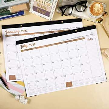 Desk Calendar 2023-12 Monthly Desk/Wall Calendar 2-in-1, Jan.2023 - Dec.2023, 16.8" x 12", 2023 Desk Calendar with Thick Paper, Corner Protectors, Large Ruled Blocks - Wise Quatotaions