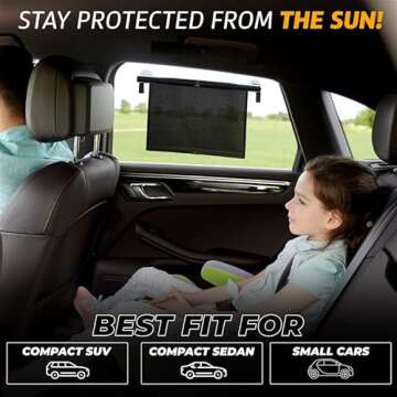 EcoNour Car Window Shades for Baby | Retractable Sun Shade (2 Pack) | Easy Install & Adjustable Fit