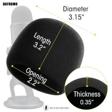 DAFRDMO Mic Cover Foam Microphone Windscreen, Condenser Microphone Premium Foam Cover - 2 Pack