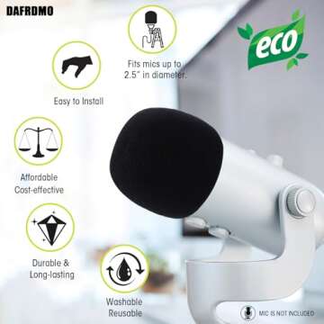DAFRDMO Mic Cover Foam Microphone Windscreen, Condenser Microphone Premium Foam Cover - 2 Pack