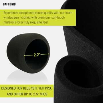 DAFRDMO Mic Cover Foam Microphone Windscreen, Condenser Microphone Premium Foam Cover - 2 Pack