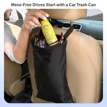 EcoNour Car Trash Can (2 Pack) | Car Trash Bag Hanging with Elastic Opening & Easy Mount | Car Garba...