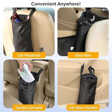 EcoNour Car Trash Can (2 Pack) | Car Trash Bag Hanging with Elastic Opening & Easy Mount | Car Garbage Can with Waterproof Oxford Material | Cute Car Accessories for Camping, Traveling & Outdoor