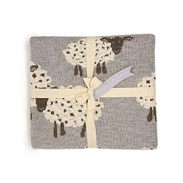 Two's Company Counting Sheep Blanket, Cotton 31 inches by 39 inches