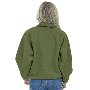 Aoang Womens Winter Coats Casual Lapel Long Sleeve Fleece Faux Fur Jacket Army Green,X-Large