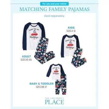 The Children's Place,Unisex Baby,Family Matching, Holiday Pajama Sets, Cotton,Blue Home for the Holidays,18 Months