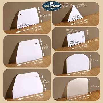 Teenitor Cake Scraper Cake Smoother, 7 Pcs Dough Scraper Bowl Scraper Cake Cutter Cake Spatula Bench...