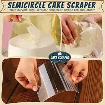 Teenitor Cake Scraper Cake Smoother, 7 Pcs Dough Scraper Bowl Scraper Cake Cutter Cake Spatula Bench Scraper Kitchen Plastic Scraper Tool Cake Decorating Kit