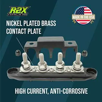 4 Post Power Distribution Block Bus Bar with Cover - Made in The USA - 250 Amp Rating - Marine, Automotive, and Solar Wiring (5/16" - Black)