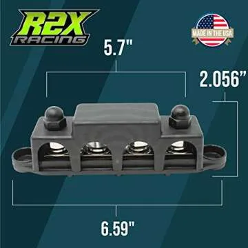 4 Post Power Distribution Block Bus Bar with Cover - Made in The USA - 250 Amp Rating - Marine, Automotive, and Solar Wiring (5/16" - Black)