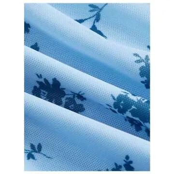 MakeMeChic Women's Bow Front Tube Top Floral Mesh Sleeveless Strapless Bandeau Tops Floral Blue Large