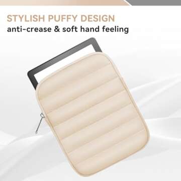 Clezolraa 6-7 Inch Puffy Sleeve Case for 7" Kindle Paperwhite 12th Gen/Kindle Colorsoft 2024, 6.8" Kindle Paperwhite 11th Gen, 6" Kindle 11th Gen 2024/2022, Oasis, Protective Pouch Bag, Beige