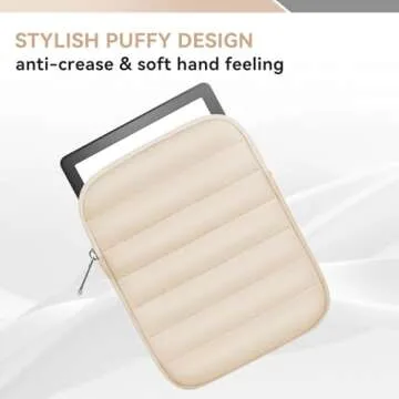Clezolraa 6-7 Inch Puffy Sleeve Case for 7" Kindle Paperwhite 12th Gen/Kindle Colorsoft 2024, 6.8" Kindle Paperwhite 11th Gen, 6" Kindle 11th Gen 2024/2022, Oasis, Protective Pouch Bag, Beige