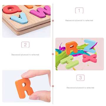 Wooden Puzzles for Toddlers, 3pack Alphabet Shape Puzzles for Kids 3 Wooden Montessori Toddler Puzzles Wooden Alphabet Number Shape Puzzles for Kids 3 Years Old Boys & Girls