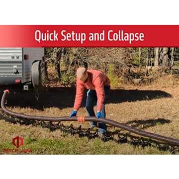 Beech Lane 20 Foot RV Sewer Hose Support, Patented Nesting Design For Small Storage, Quick Setup and Collapse, Ensures Proper Drainage
