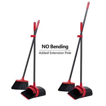Broom and Dustpan Set - 52’’ Long Handle for Easy Cleaning