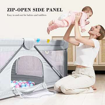 ANGELBLISS Baby Playpen, Foldable Playpen for Babies and Toddlers, Indoor & Outdoor Baby Activity Ce...