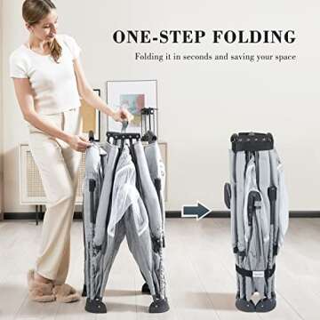 ANGELBLISS Baby Playpen, Foldable Playpen for Babies and Toddlers, Indoor & Outdoor Baby Activity Center with Visible Breathable Mesh, Portable Play Yard with 2 Handlers+50 Balls-50”×50”（Grey）