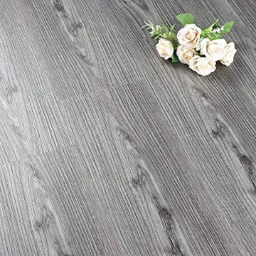 FunStick 6"x36" 30 Sheets Peel and Stick Floor Tile Waterproof Grey Wood Look Vinyl Flooring Planks ...