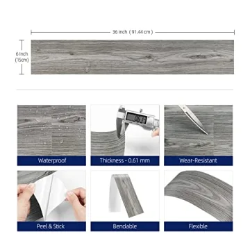 FunStick 6" Peel and Stick Floor Tiles - Waterproof Wood Look
