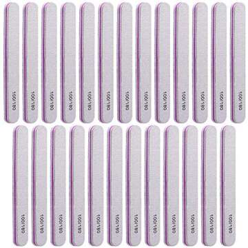 Nail Files 25 Pcs Double Sided Emery Board 100/180 Grit Nail Buffering Files for Home and Salon Use 6.9 Inch.