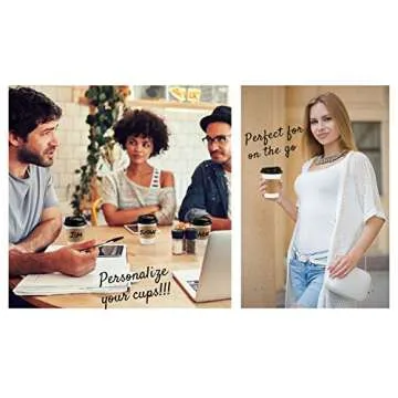 Sugarman Creations 12oz White Disposable Coffee Cups with Leak-Proof Lids. 130-Pack. Hot and Cold Beverage Drinking Cups. Jumbo Set of Paper Cups, Lids, Heat Resistant Sleeves and Stirrers